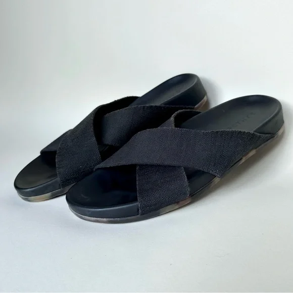 Rothy's Black the Weekend Slide Sandals in Size 10 with Tortoise Shell Sole - Picture 6 of 16